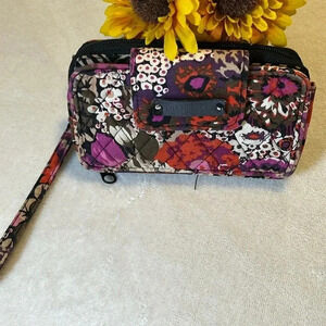 Vera Bradley Rosewood (Winter 2015) Floral Zip Around Phone Wristlet Wallet